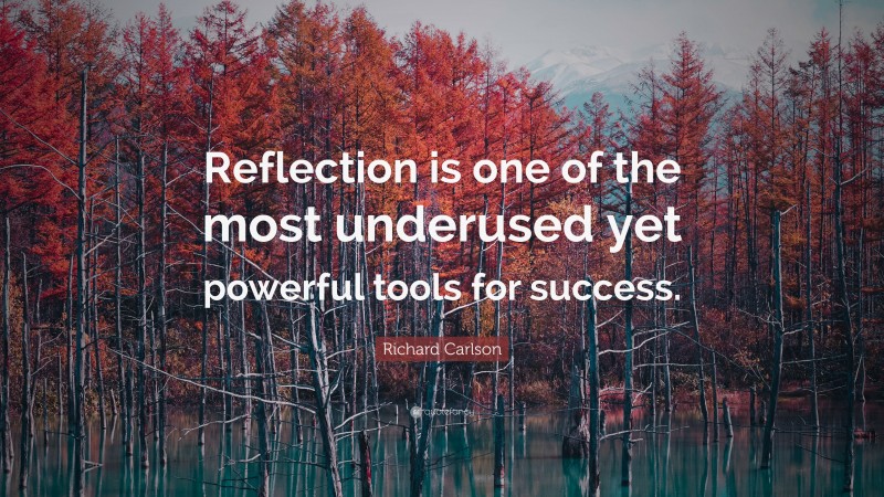 Richard Carlson Quote: “Reflection is one of the most underused yet powerful tools for success.”
