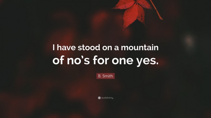 B. Smith Quote: “I have stood on a mountain of no’s for one yes.”