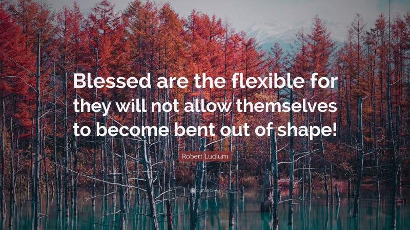 Robert Ludlum Quote: “Blessed are the flexible for they will not allow themselves to become bent out of shape!”