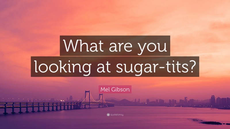 Mel Gibson Quote: “What are you looking at sugar-tits?”