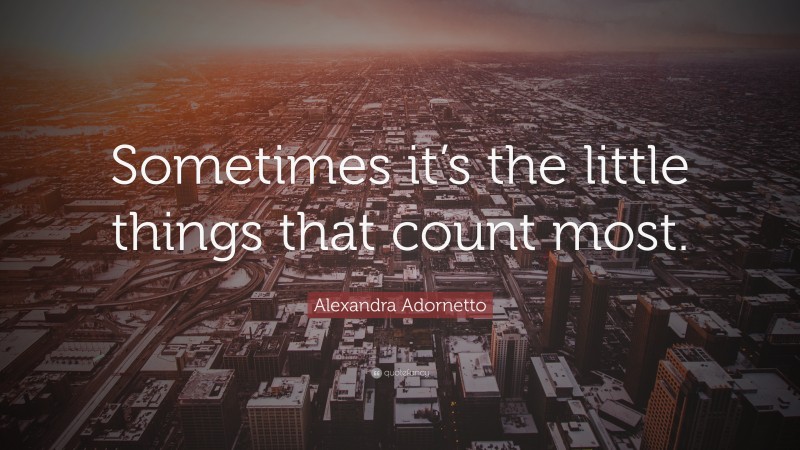 Alexandra Adornetto Quote: “Sometimes it’s the little things that count most.”