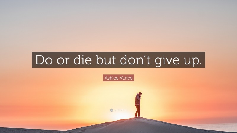 Ashlee Vance Quote: “Do or die but don’t give up.”