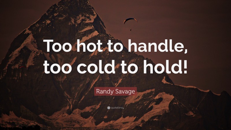 Randy Savage Quote: “Too hot to handle, too cold to hold!”