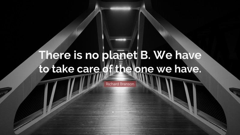 Richard Branson Quote: “There is no planet B. We have to take care of the one we have.”