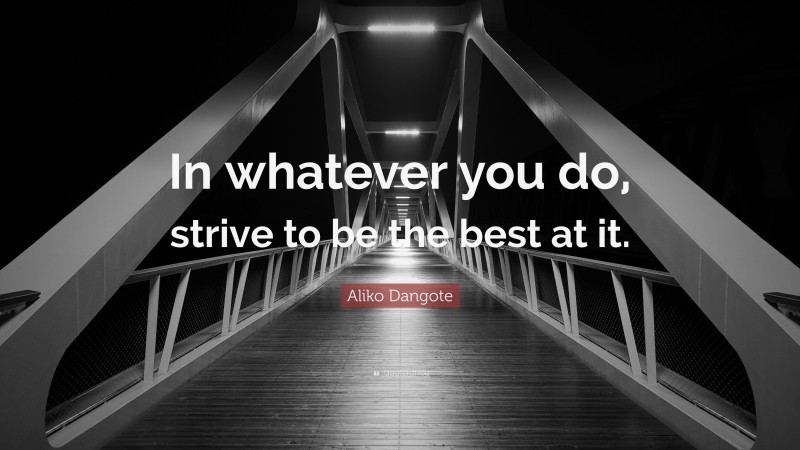 Aliko Dangote Quote: “In whatever you do, strive to be the best at it.”