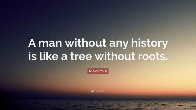 Malcolm X Quote: “A man without any history is like a tree without roots.”