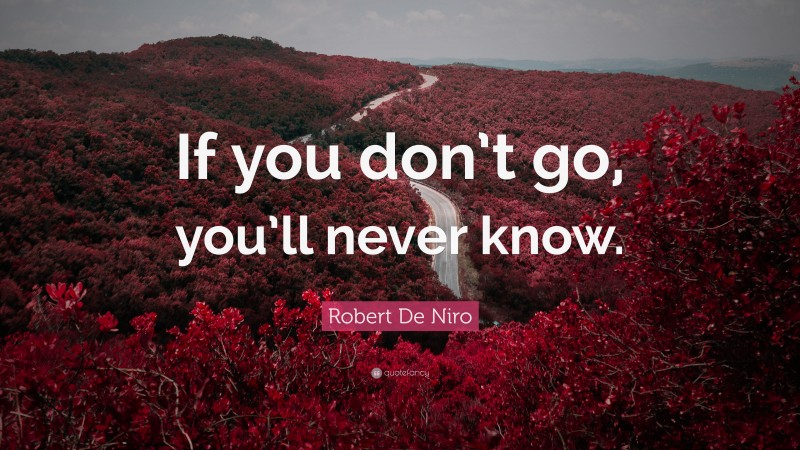 Robert De Niro Quote: “If you don’t go, you’ll never know.”