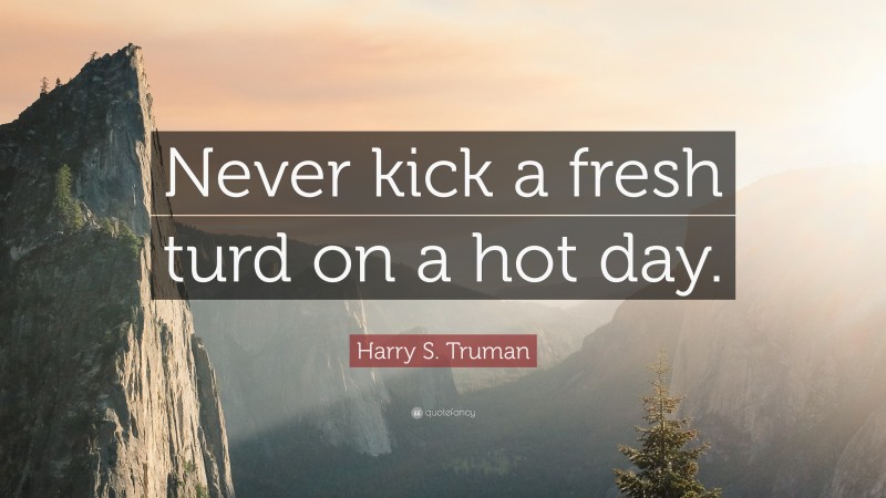 Harry S. Truman Quote: “Never kick a fresh turd on a hot day.”