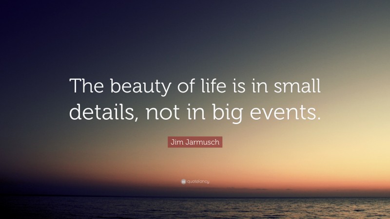 Jim Jarmusch Quote: “The beauty of life is in small details, not in big events.”