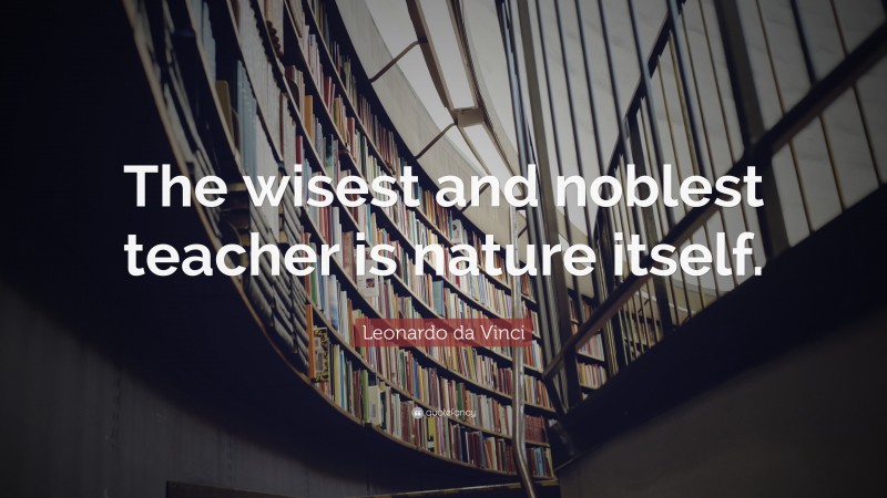 Leonardo da Vinci Quote: “The wisest and noblest teacher is nature itself.”