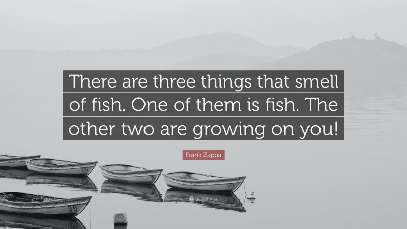 Frank Zappa Quote: “There are three things that smell of fish. One of them is fish. The other two are growing on you!”