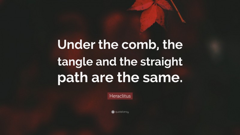 Heraclitus Quote: “Under the comb, the tangle and the straight path are the same.”