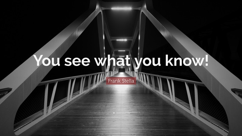 Frank Stella Quote: “You see what you know!”