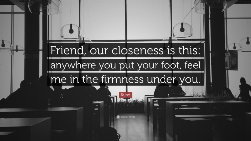 Rumi Quote: “Friend, our closeness is this: anywhere you put your foot, feel me in the firmness under you.”