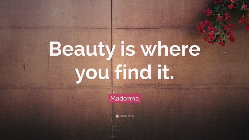 Madonna Quote: “Beauty is where you find it.”