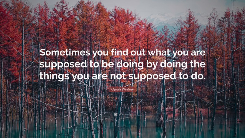 Oprah Winfrey Quote: “Sometimes you find out what you are supposed to be doing by doing the things you are not supposed to do.”