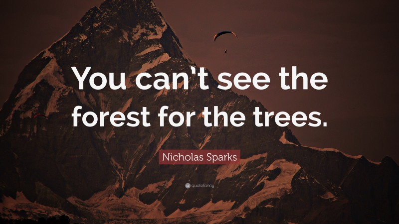 Nicholas Sparks Quote: “You can’t see the forest for the trees.”
