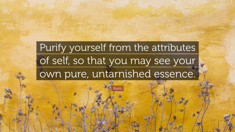 Rumi Quote: “Purify yourself from the attributes of self, so that you may see your own pure, untarnished essence.”
