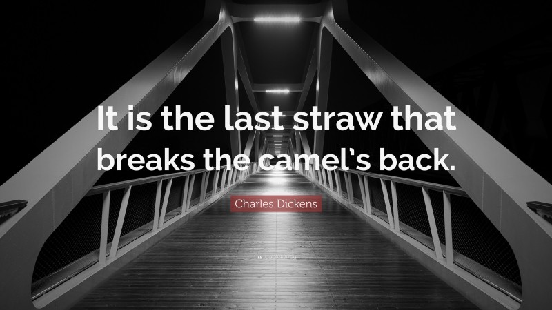 Charles Dickens Quote: “It is the last straw that breaks the camel’s back.”