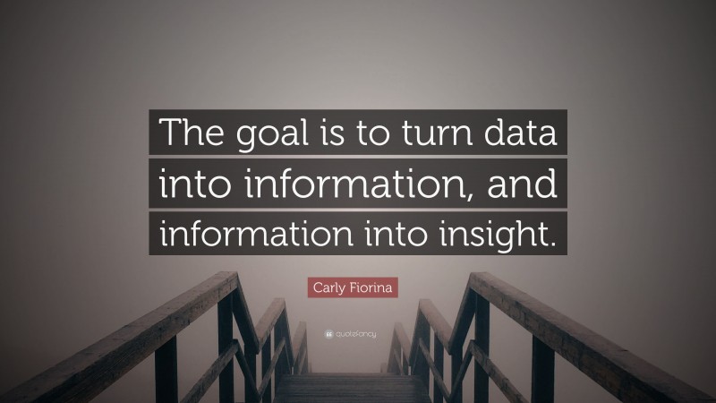 Carly Fiorina Quote: “The goal is to turn data into information, and information into insight.”