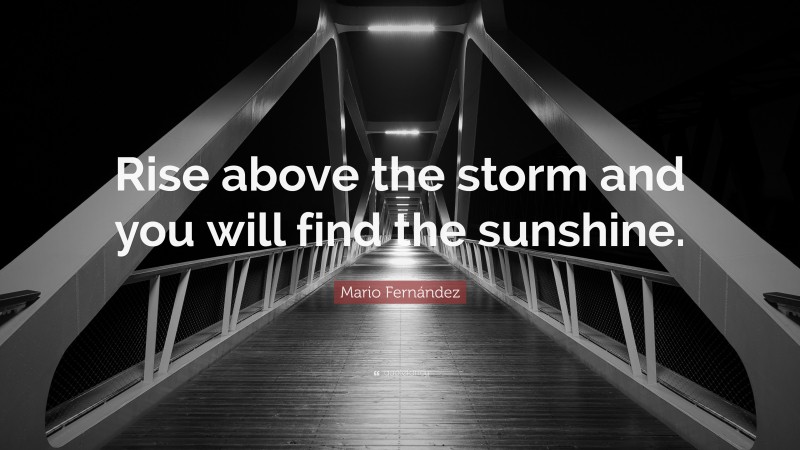 Mario Fernández Quote: “Rise above the storm and you will find the sunshine.”