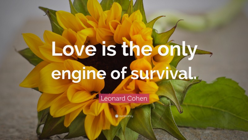Leonard Cohen Quote: “Love is the only engine of survival.”