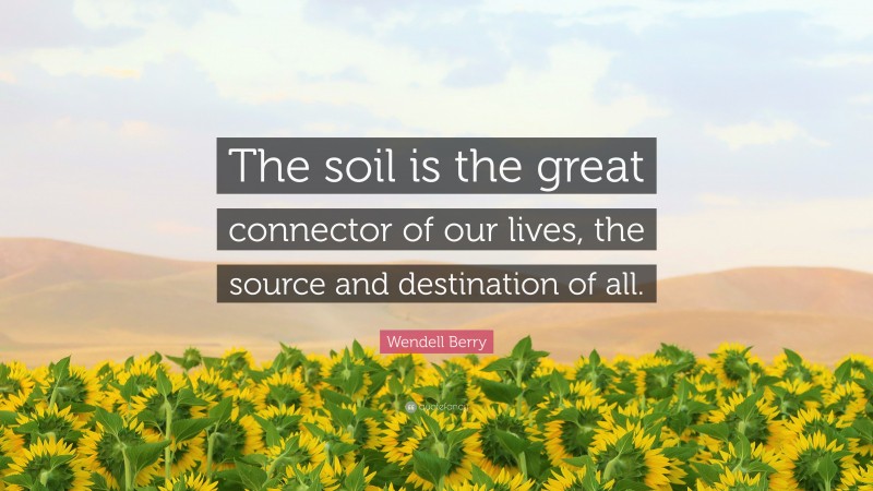 Wendell Berry Quote: “The soil is the great connector of our lives, the source and destination of all.”