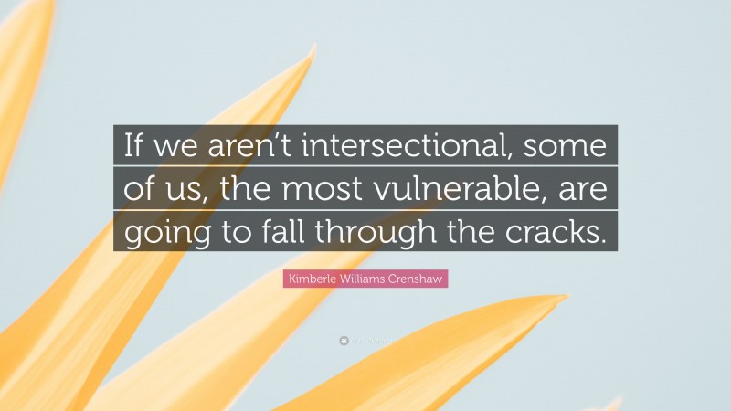 Kimberle Williams Crenshaw Quote: “If we aren’t intersectional, some of us, the most vulnerable, are going to fall through the cracks.”