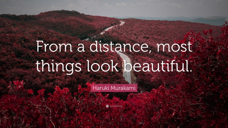 Haruki Murakami Quote: “From a distance, most things look beautiful.”