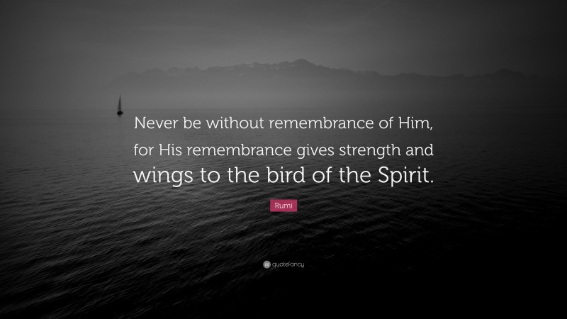 Rumi Quote: “Never be without remembrance of Him, for His remembrance gives strength and wings to the bird of the Spirit.”