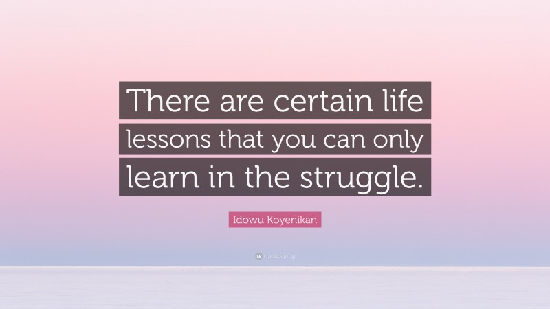 Idowu Koyenikan Quote: “There are certain life lessons that you can only learn in the struggle.”