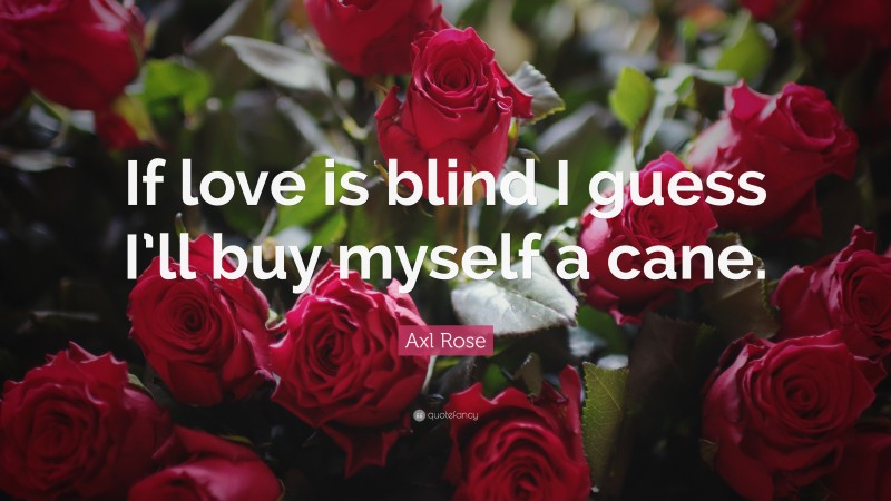 Axl Rose Quote: “If love is blind I guess I’ll buy myself a cane.”