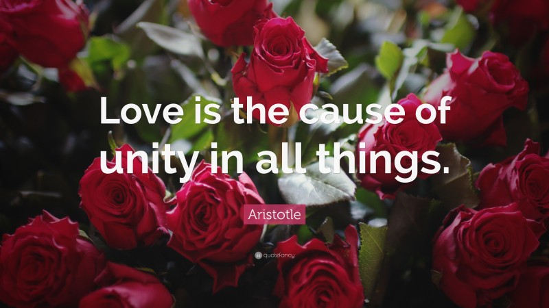 Aristotle Quote: “Love is the cause of unity in all things.”