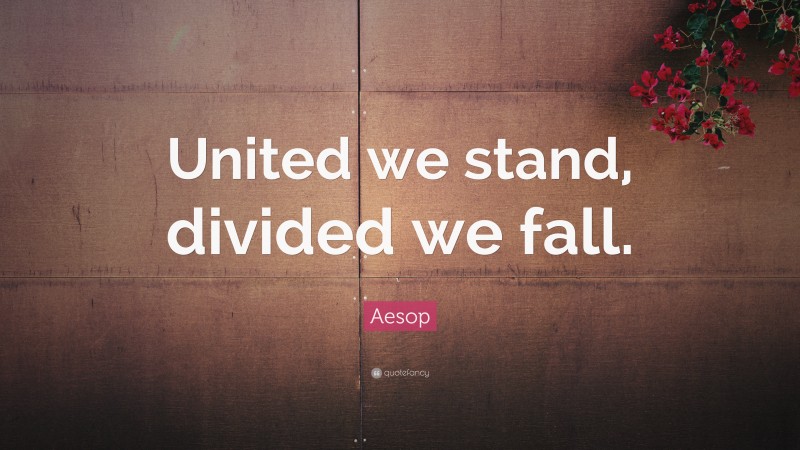 Aesop Quote: “United we stand, divided we fall.”