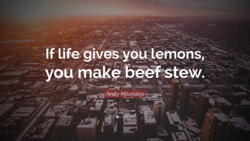 Andy Milonakis Quote: “If life gives you lemons, you make beef stew.”