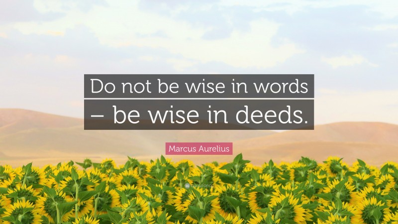 Marcus Aurelius Quote: “Do not be wise in words – be wise in deeds.”