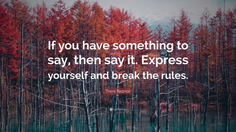 Trent Reznor Quote: “If you have something to say, then say it. Express yourself and break the rules.”