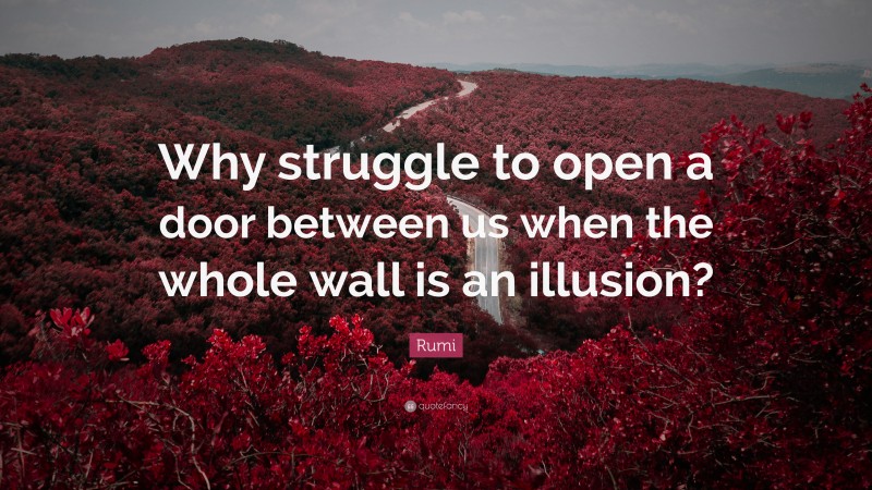 Rumi Quote: “Why struggle to open a door between us when the whole wall is an illusion?”