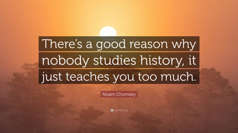 Noam Chomsky Quote: “There’s a good reason why nobody studies history, it just teaches you too much.”