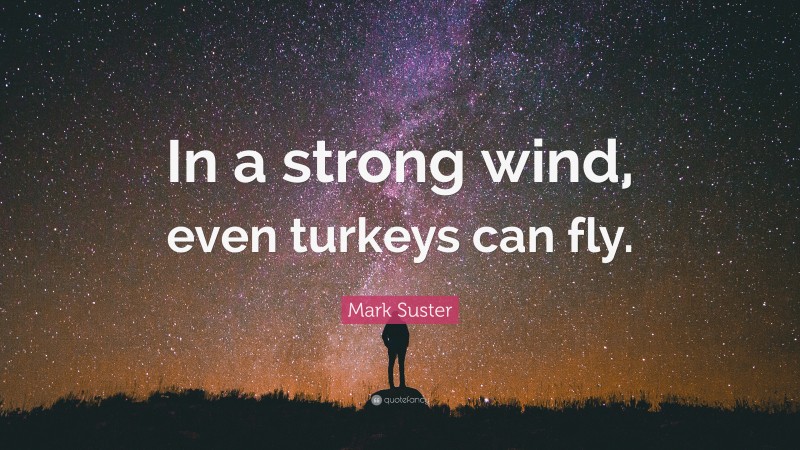 Mark Suster Quote: “In a strong wind, even turkeys can fly.”
