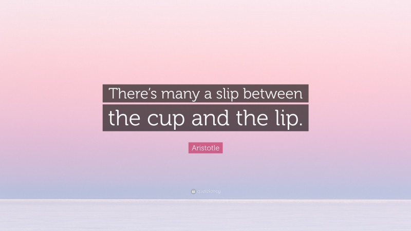 Aristotle Quote: “There’s many a slip between the cup and the lip.”