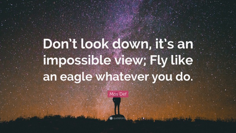 Mos Def Quote: “Don’t look down, it’s an impossible view; Fly like an eagle whatever you do.”