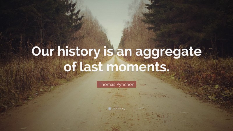 Thomas Pynchon Quote: “Our history is an aggregate of last moments.”