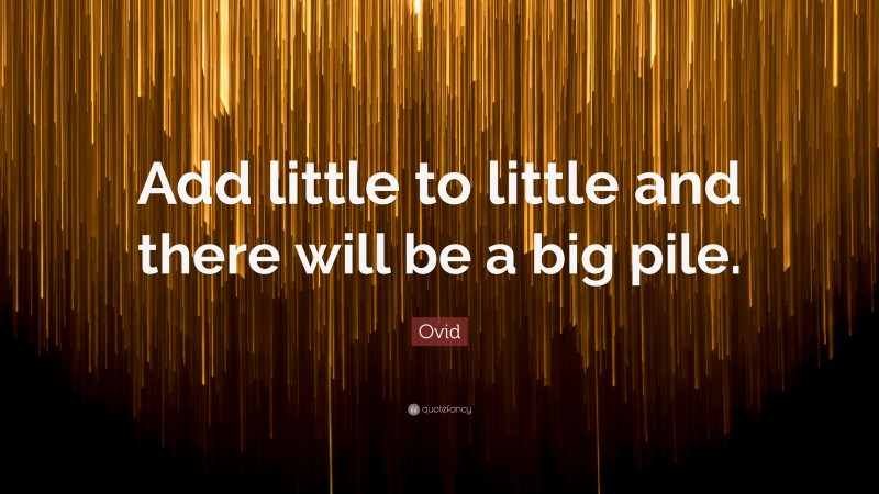 Ovid Quote: “Add little to little and there will be a big pile.”