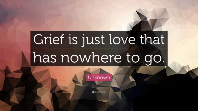 Unknown Quote: “Grief is just love that has nowhere to go.”