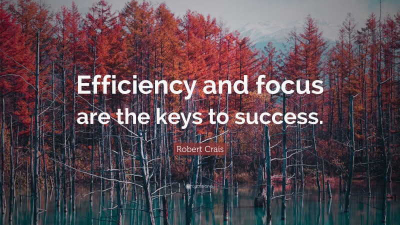 Robert Crais Quote: “Efficiency and focus are the keys to success.”