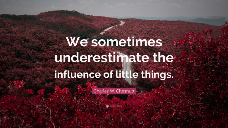 Charles W. Chesnutt Quote: “We sometimes underestimate the influence of little things.”
