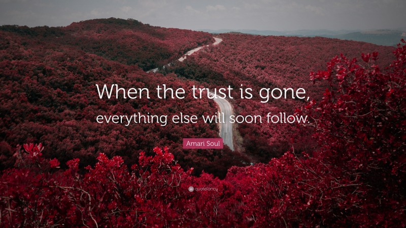 Amari Soul Quote: “When the trust is gone, everything else will soon follow.”