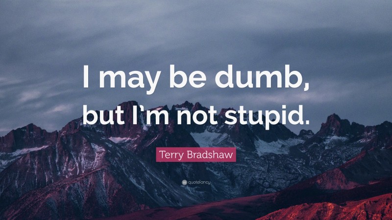 Terry Bradshaw Quote: “I may be dumb, but I’m not stupid.”