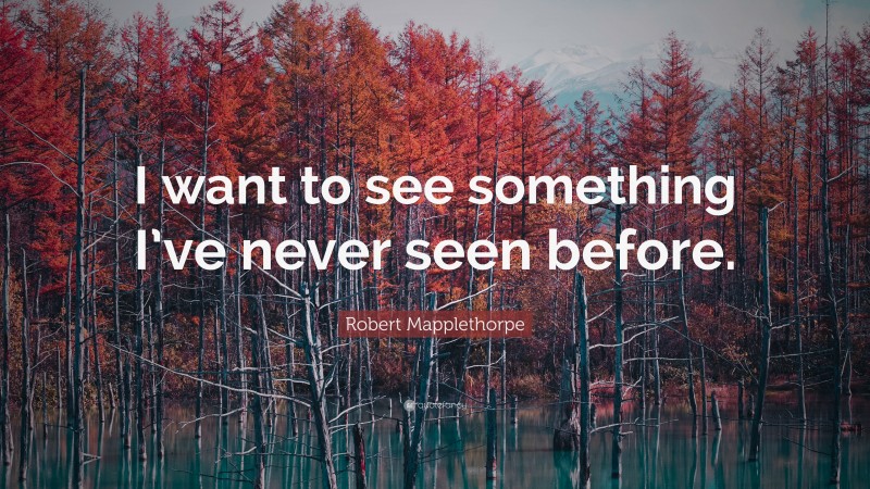 Robert Mapplethorpe Quote: “I want to see something I’ve never seen before.”
